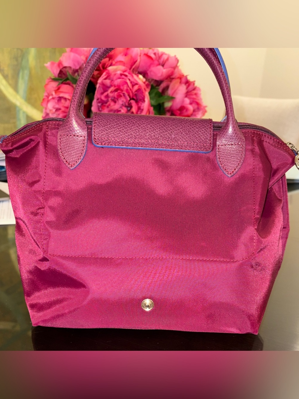 Longchamp Le Pliage Club Small Nylon Travel Bag Plum - Picture 3 of 15